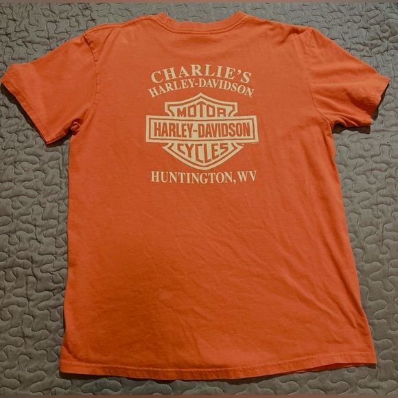 Vintage- Harley Davidson- orange- t-shirt- sz M - Picture 3 of 3